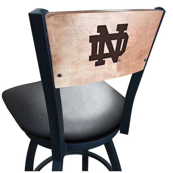 30" Blk Wrinkle Notre Dame (ND) Swivel Bar Stool, Laser Engraved Back